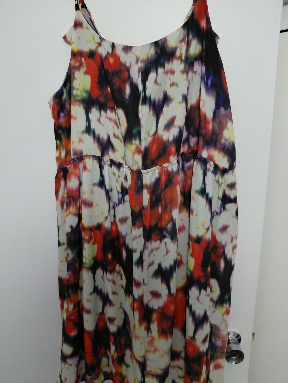 Lane Bryant Multicolor Abstract Floral Dress with Vibrant Hues